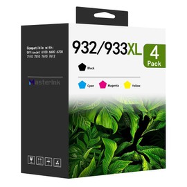 932XL 933XL Ink Cartridges Combo Pack Replacement for HP 932XL 933XL Ink Cartridges Work with for OfficeJet 6100 6600 6700 7110 7510 7610 7612 Printer (4-Pack, 1Black/1Cyan/1Magenta/1Yellow)