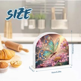 TDFERAN Diamond Art Napkin Holder, Butterfly Acrylic Napkin Holder for Table, Diamond Painting Kits Cocktail Napkin Holder, Diamond Painting Napkin Holders for Paper Napkins, Dining Table Decor