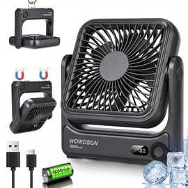 WOWDSGN Table Fan USB with Power Base & LED Display, Portable Fan for Camping, Motorhome, Travel, Bedroom, Office