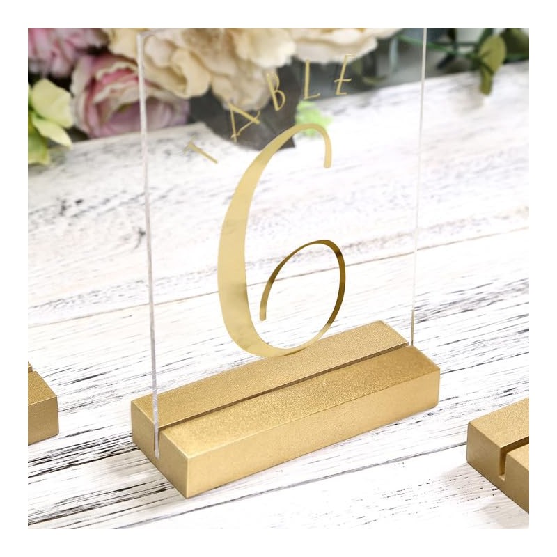 UNIQOOO 20 Pack 4" Gold Birch Wood Stands for Wedding