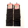 Warm Leg Warmers, Fluffy Velour Lined, Unisex, Black, 2 Pairs
