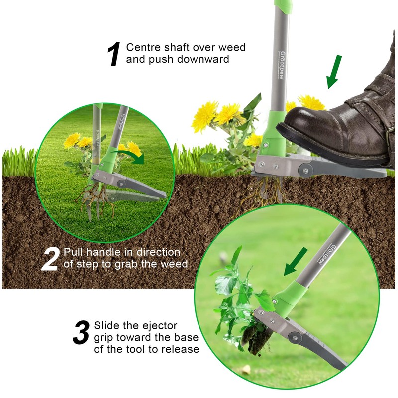 Grootpow WP5 Heavy Duty Weed Puller Tool, Stand Up Dandelion