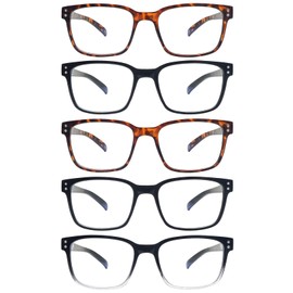 SIGVAN Blue Light Blocking Reading Glasses for Men Women Computer Spring Hinge Readers Square Frame Glasses 5 Packs (5 Mix, 1.5)