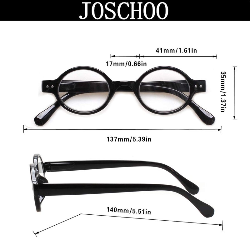 JOSCHOO 5 Pack Retro Round Reading Glasses Mini Small Comfortable