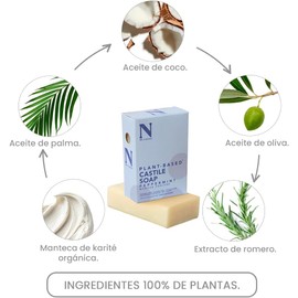Dr. Natural Jabón de Castilla en Barra Natural y Orgánico Corporal y Facial Hidratante, Vegano, Sin Sulfatos y Parabenos Hecho de Plantas Aceite de Oliva y Coco, Manteca de Karité, Romero (Hierbabuena)