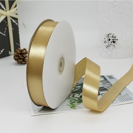 Cinta de Envoltura de Regalos 100 Yardas, Cinta Poliéster para Envoltura Regalo, Listones Navideños Doble Cara, Listones Navideños para Arbol 2cm Ancho (Dorado)