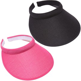 Osakraln 2 Pack Women Clip On Sun Visor Hats Men Golf Wide Brim Visors Hat Backless Visor Adjustable Sports Beach Tennis Lightweight Caps Blackpink