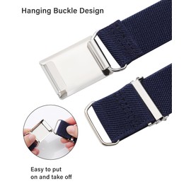 AWAYTR Toddler Boy Kids Buckle Belt - Adjustable Elastic Child Silver Buckle Belts, 3 Pieces (Navy blue/Brown/Black)