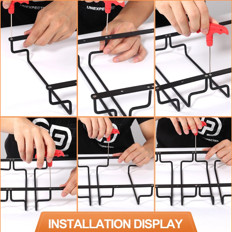 Uten 4 Rows Wine Glass Racks Under Cabinet Wall Mounted