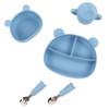 5pcs Baby Feeding Kit Food Grade Silicone Bear Design Plate