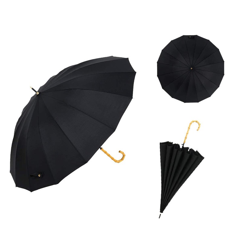 ThreeH Bamboo Stick Umbrella Auto Open Solid Color Fashionable and