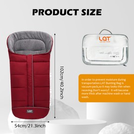LAT Baby Warm Bunting Bag Universal,Stroller Sleeping Bag Cold Weather,Waterproof Toddler Footmuff(Basic,Red)