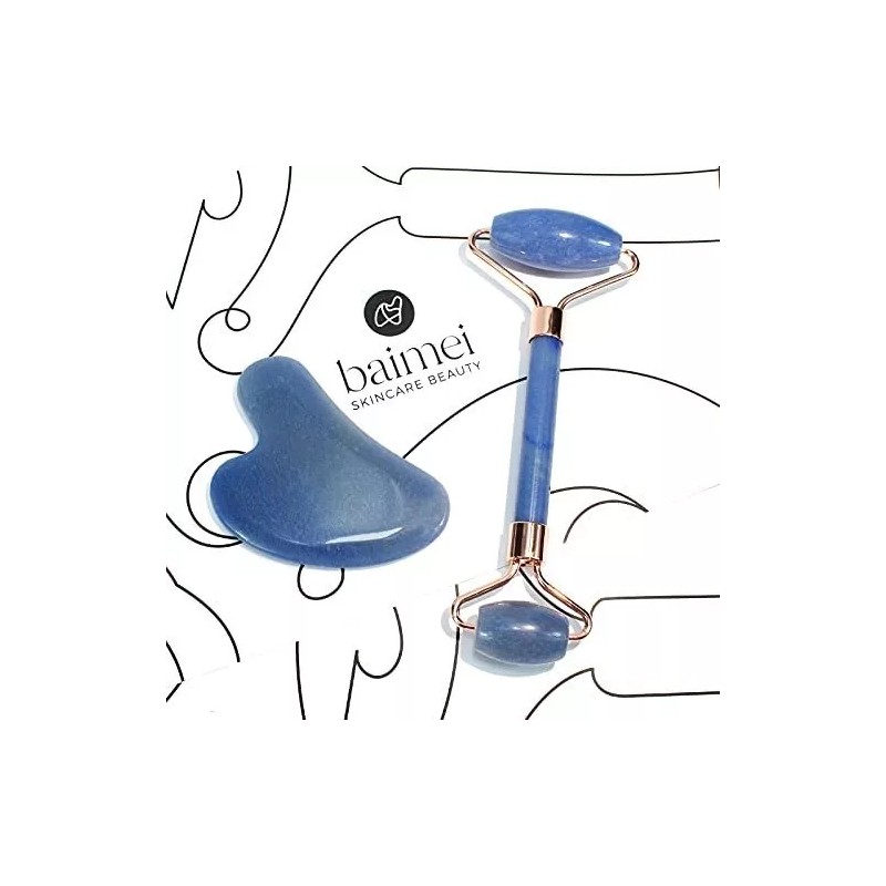 Baimei Rodillo De Jade Y Gua Sha Para Masaje Facial