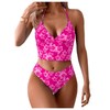 Floerns Women's Floral Print Halter Neck Tankini Top Two Piece