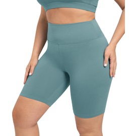 VALANDY Creamlush - Pantalones cortos de yoga ultra suaves de cintura alta de 8 pulgadas (L-5XL), Ins Verde, 5X-Large