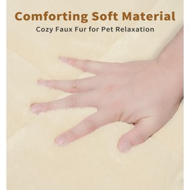 Made4Pets Dog Crate Pad Bed for Medium Large Dogs, Washable & Reversible, Anti-Slip Kennel Mat for Cozy Sleeping, Soft Fluffy Dog Bed for Indoor & Outdoor Use, 35"x23", Beige