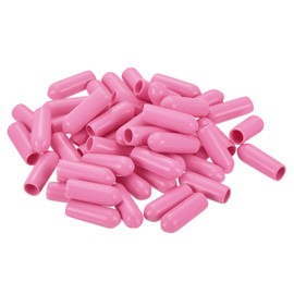 sourcing map 100pcs Rubber End Caps 4mm ID Vinyl PVC Round Tube Bolt Cap Cover Screw Thread Protectors Pink