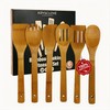 Krysclove Natural Carbonized Bamboo Spoons for Cooking,Dark Premium Bamboo Kitchen