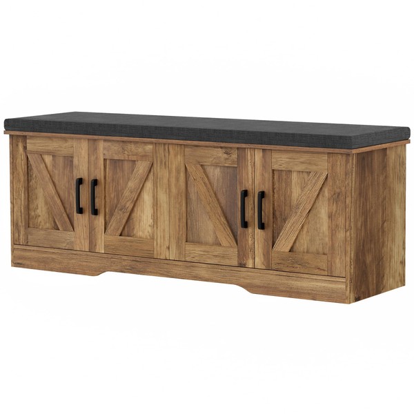 HOMSHO HOMSHO 2-Tier Storage Bench, Shoe Bench with Padded Seat