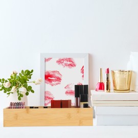 Relaxdays Bamboo Organiser Box, Flat Storage Box without Lid, H x D 6 x 30 x 15 cm, Bamboo Box for Kitchen, Bathroom, Office, Natural