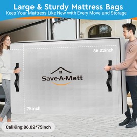 Mattress Bag for Moving and Storage, Extra Thick Mattress Cover with Heavy Duty Handles & Premium Zippers, Waterproof Mattress Storage Bag, Reusable Moving Bag (Cali-King Size)