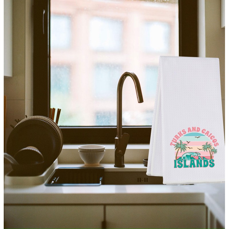 Turks and Caicos Kitchen Towel Tropical Trip Gift Beach Vacation