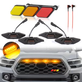 4 PCS Grill Lights for Toyota Tacoma 2023 2020 2021 2022 TRD Off Road Sport OEM, Raptor LED Upgrade Grille Lights (Amber+Emblem)