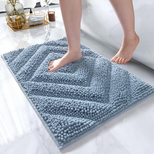 AMOAMI Unique Chenille Bathroom Rugs Super Absorbent Non Slip Bath