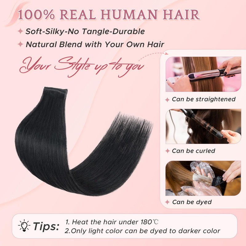 SEGO Single Clip In Hair Extensions Real Human Hair Short