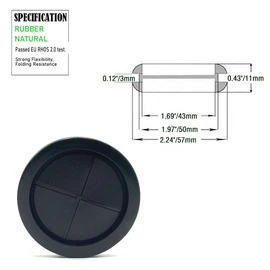 2 Inch Rubber Grommets for Wiring, 1-5/8 in ID, Double-Sided Rubber Plugs for Round Holes, Firewall Grommet Automotive, Wire Cable Grommets for Metal Electric Box, 4 Pcs 42×50 mm, Black