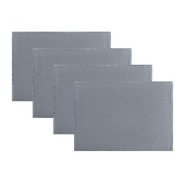 Noalumea Artisan Threads Thick Linen Placemat with Handwoven Fringes, Blue Grey, Set of 4