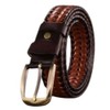 ASPALAND Men's Braided Belt, Retro Buckle, Cowhide Leather, Business, Casual,