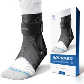 Hocafer Ankle Brace for Women & Men - Ankle Support Sprained Ankle Brace for Achilles,Tendon,Sprain,Injury Recovery,Ankle Support Brace for Running, Basketball, Football (Black,S,Left)