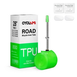 CYCLAMI 38 g 1 pack TPU road bike inner tube for 700 x 18/23/25/28/30/32c FV valve 80 mm includes 2 pieces TPU bicycle tyre patches, metal valve