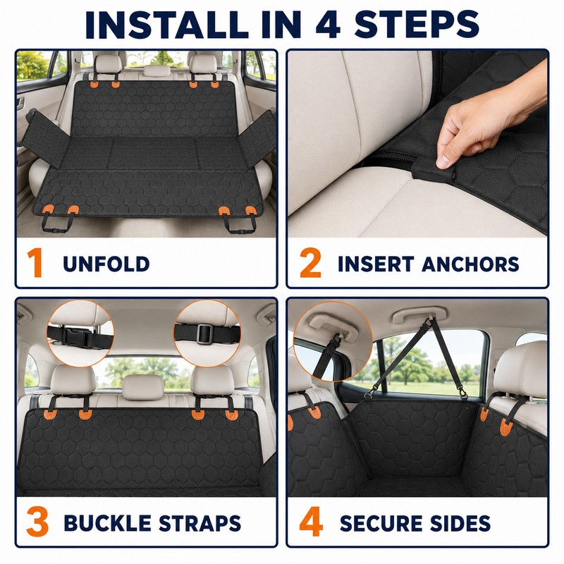 SucceBuy Dog Back Seat Extender with Hard Bottom, Mesh Window