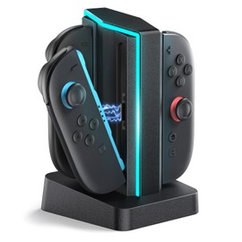 HEIYING Switch Charging Dock for Switch 2 Controller, Magnetic 4 in 1 Charging Station with LED Indicator for Charging Controllers