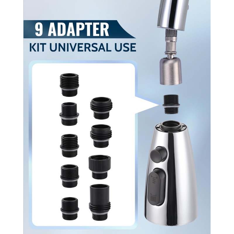 Kitchen Faucet Head Replacement:Stainless Steel Spray Head,3 Modes Pull Out