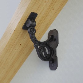Renovators Supply Manufacturing Black Wrought Iron Stair Hand Rail Bracket 4.5" H x 3.2" Proj. Rust Resistant Powder Finish Decorative Railing Bracket for Stairway Support with Hardware Pack of 2