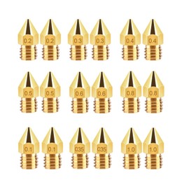 3D Printer Accessories MK8 Extruder-Nozzle - 9 Different Sizes (0.1mm, 0.2mm, 0.3mm, 0.35mm, 0.4mm, 0.5mm, 0.6mm, 0.8mm, 1.0mm) Extruder Print Head 1.75MM MK8 Makerbot, Ender-3 Series/Ender-5 Series