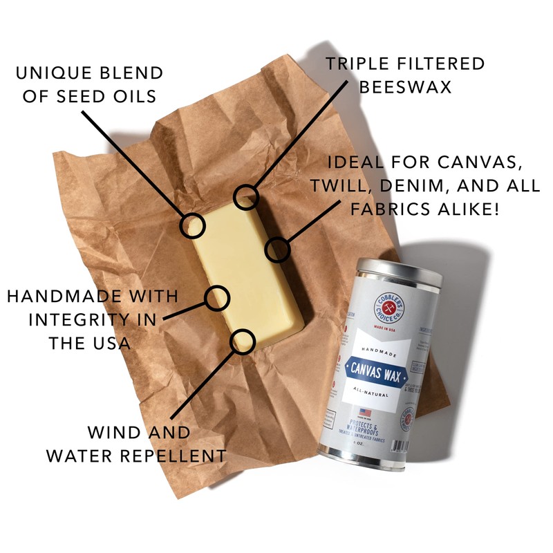 Cobbler's Choice Canvas Wax - Protects Textiles from Wind, Water,
