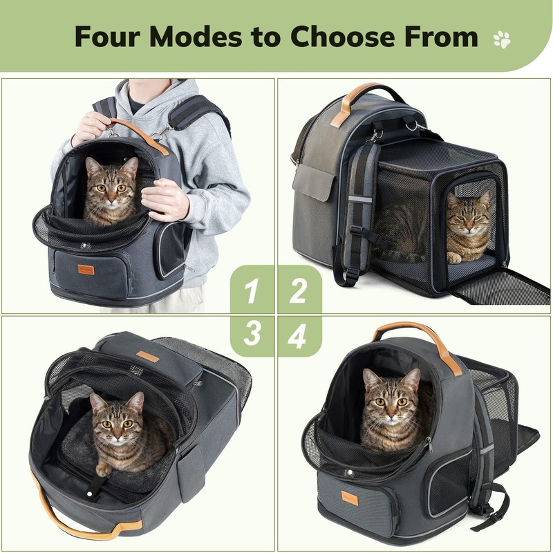 Morpilot Expandable Cat Carrier Backpack for Small Dogs & Cats