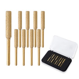 YARDMARIS 8 Pcs Diamond Chainsaw Sharpener, High Hardness Chainsaw Sharpener Stones - Titanium Plated Bits - Burr Grinding Stone File Wheels, Grinding Tool for Metal Chainsaw Jade Glass (3/16")