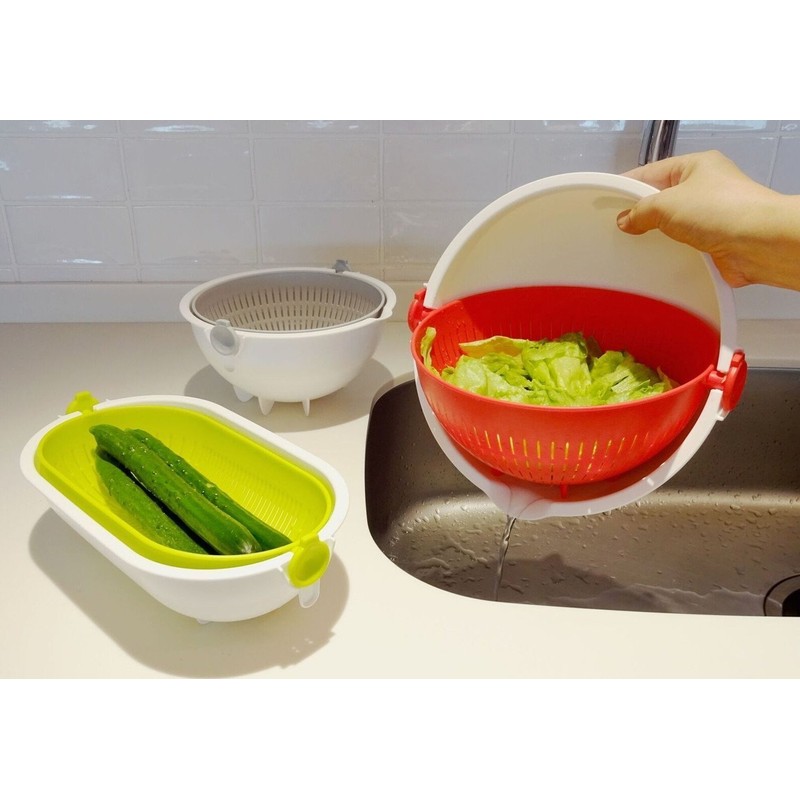 Kokubo Colander Spin Wheel Colander Oval Green KK-311