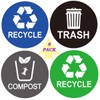 Recycle Sticker Trash Bin Label 8 Pack-4"x4"-Waterproof Organize & Coordinate