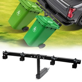 Trash Can Hauler for Double Can, Adjustable Wheeled Garbage Trash Can Hitch, Suitable for UTV/ATV/Lawn Tractors/Truck/Cars/Trailer with 2" Receiver
