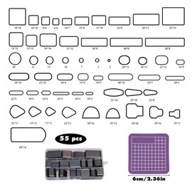 55 Shape Style Hollow Punch Cutter Tool, Leather Punch Cutter Tools with Manual, Shapes Punch Tool Set Hole Hollow Punch Cutter, Leather Craft Tools Kit for Handmade DIY Craft