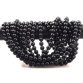 ICAI Beads 8mm Natural Black Onyx Stone Round Loose Stone Beads for Jewelry Making DIY Crafts Design 1 Strand 15" APPR.43-45pcs