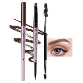 Eyebrow Pencil Light Brown with Brow Brush, Double Ended Eyebrow Pen, Microblading Eyebrows Pen - Automatic Makeup Cosmetic Tool for Women