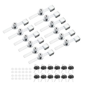 PATIKIL 12 Pack Sliding Glass Door Ratchet Lock with 24 Keys 5.6x0.6inch, Silver