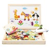 Lewo Wooden Educational Toys Magnetic Art Easel Animals Wooden Puzzles Games for Kids